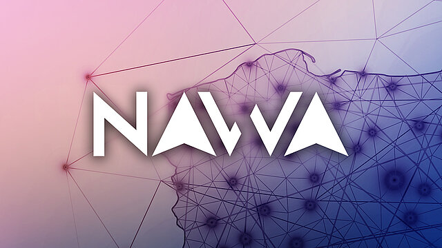 Logo NAWA na fioletowym tle