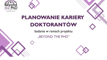 plakat fioletowe napisy na białym tle